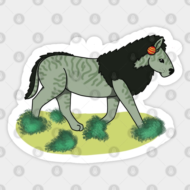 Quagga Lion Christmas Ornament :: Canines and Felines Sticker by Platinumfrog